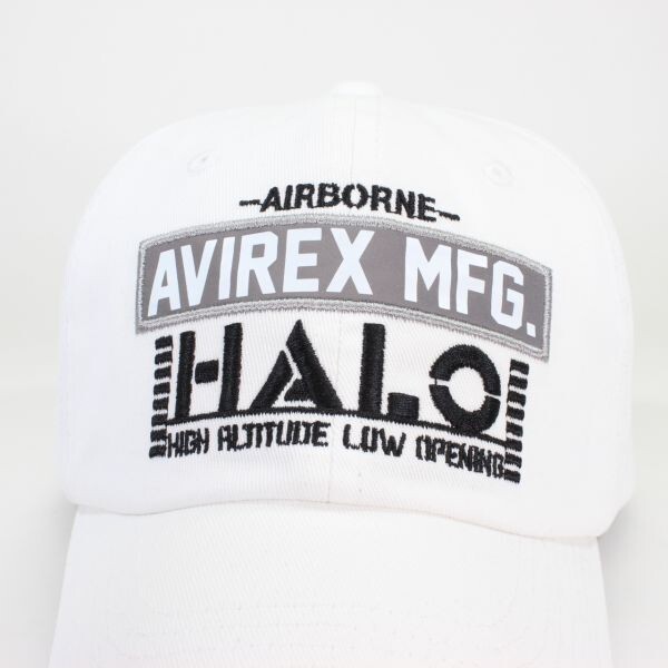 大きいサイズ XL 限定 アビレックス AVIREX MFG HALO ローキャップ ホワイト 帽子 メンズ ミリタリー 野球帽の画像4