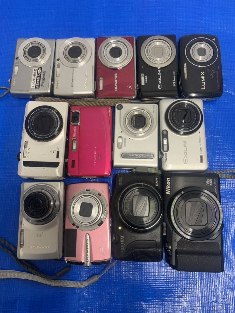 05323.60.OLYMPUS Nikon casio FUJIFILM カメラ まとめ13台セット 全部割れあり 欠品あり 部品取りおすすめ 完全ジャンク品_画像1