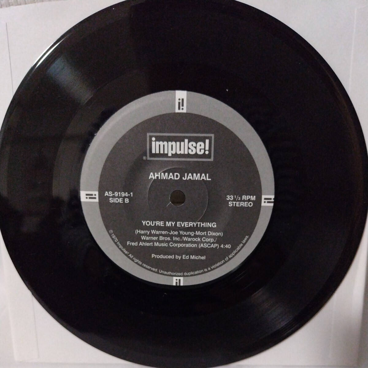 (7inch)Ahmad Jamal/Dolphin Dance/You're My Everything[Impulse!]レコード,EP,レアの画像2