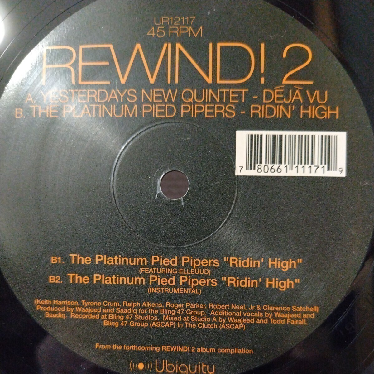 (12inch)V.A./Rewind!2/Yesterdays New Quintet/Deja Vu/Platinum Pied Pipers/Ridin' High [Ubiquity]レコード,クラブ・ジャズ,Madlib_画像2