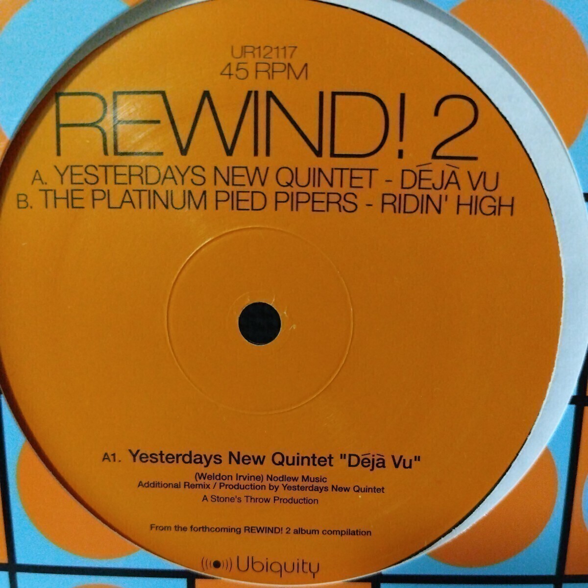 (12inch)V.A./Rewind!2/Yesterdays New Quintet/Deja Vu/Platinum Pied Pipers/Ridin' High [Ubiquity]レコード,クラブ・ジャズ,Madlib_画像1