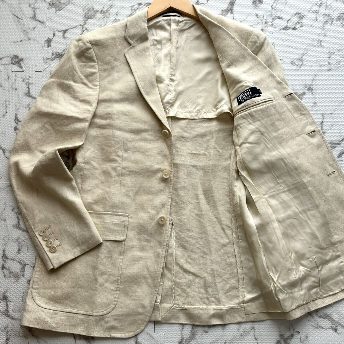  высший класс linen100%* Polo Ralph Lauren POLO RALPH LAUREN лен tailored jacket необшитый на спине summer слоновая кость серия весна лето мужской Kiyoshi . чувство 