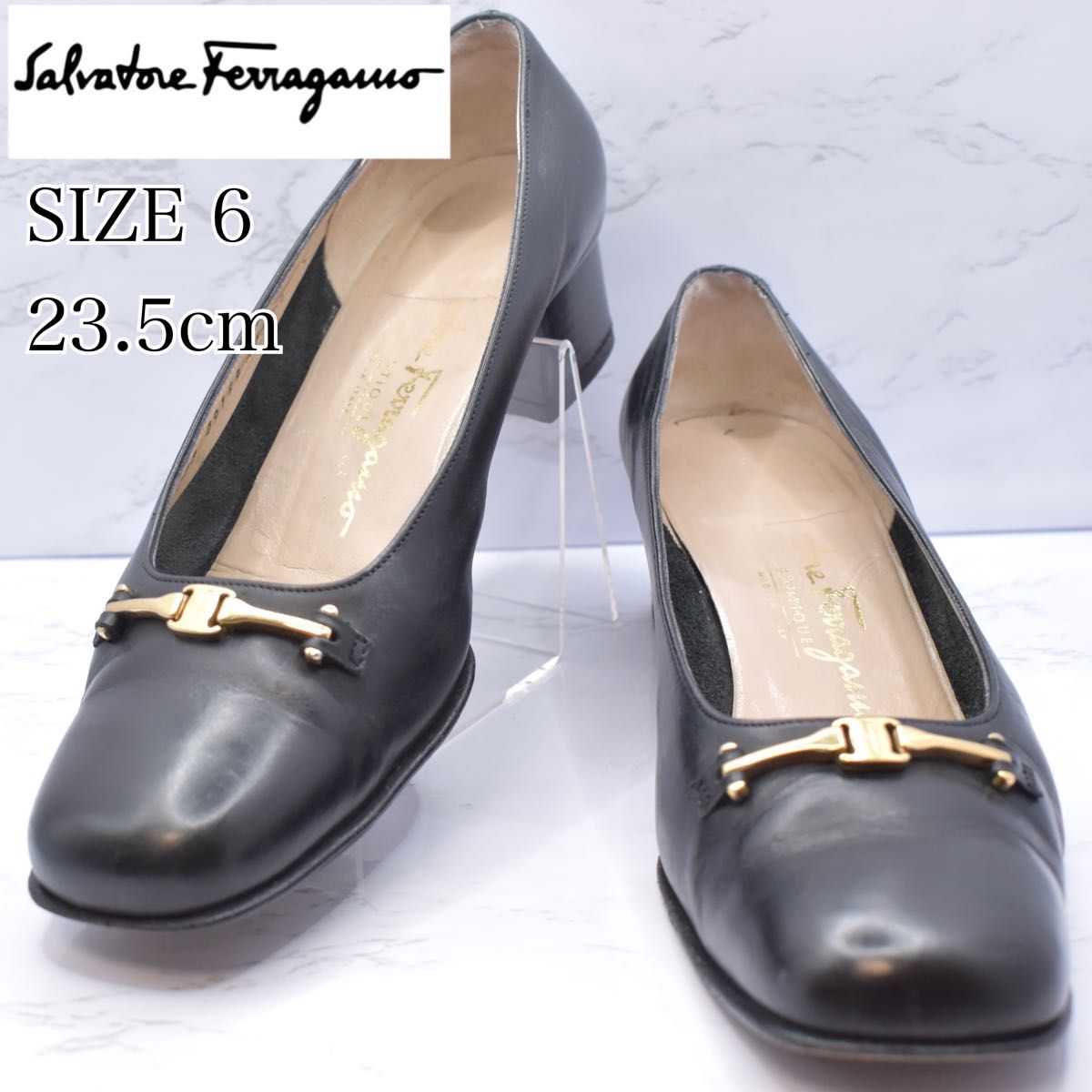 サルヴァトーレフェラガモ　23.5cm パンプス　ビットローファー　レザー　黒　Salvatore Ferragamo