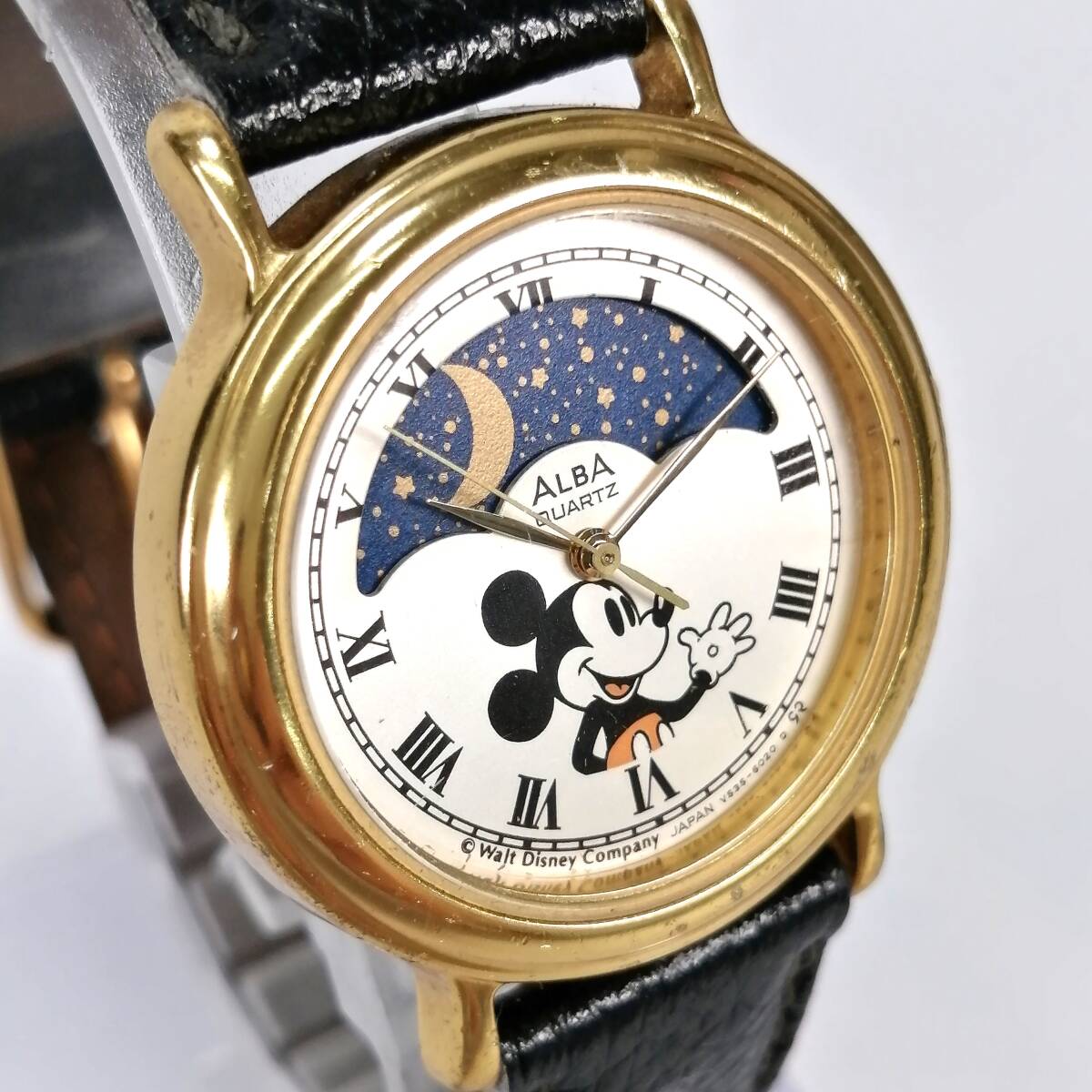  батарейка заменен SEIKO ALBA DISNEY Seiko Alba Disney Mickey Mouse наручные часы кварц V535-6A10 солнечный & moon retro 