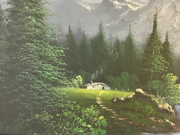 作者不詳『森林と共に』 20号 油彩 油絵 自然、風景画　額装 約94cm×約68cm_画像3