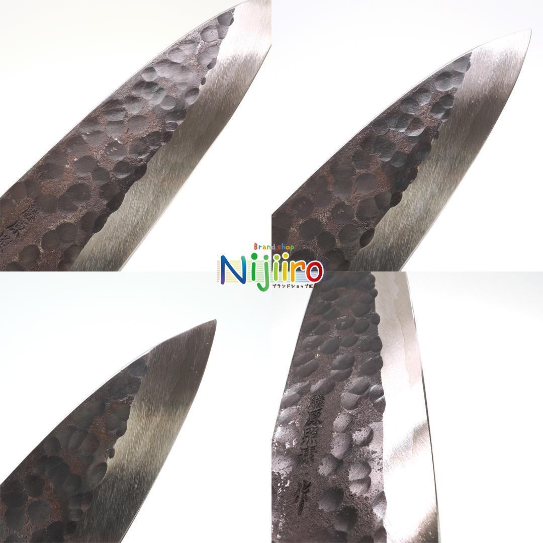 【新品同様】藤原照康作　伝家の宝刀　包丁　青紙スーパー　出刃包丁 JAPANESE　KNIFE aogami super traditional forging knife sashimi_画像4