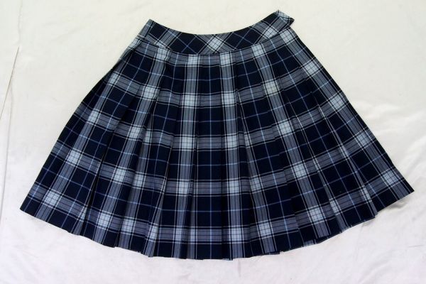 to_9494k * outside fixed form delivery * Tokyo Metropolitan area private Tokai university . raw high school summer clothing navy check pleated skirt size W60 woman uniform 