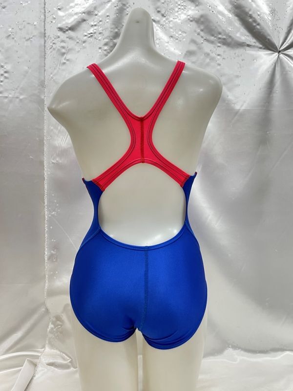 to_9467w * outside fixed form delivery *nas Kids NAS KIDS lustre blue × lustre red white slash is ikatto .. swimsuit Mizuno made M size 