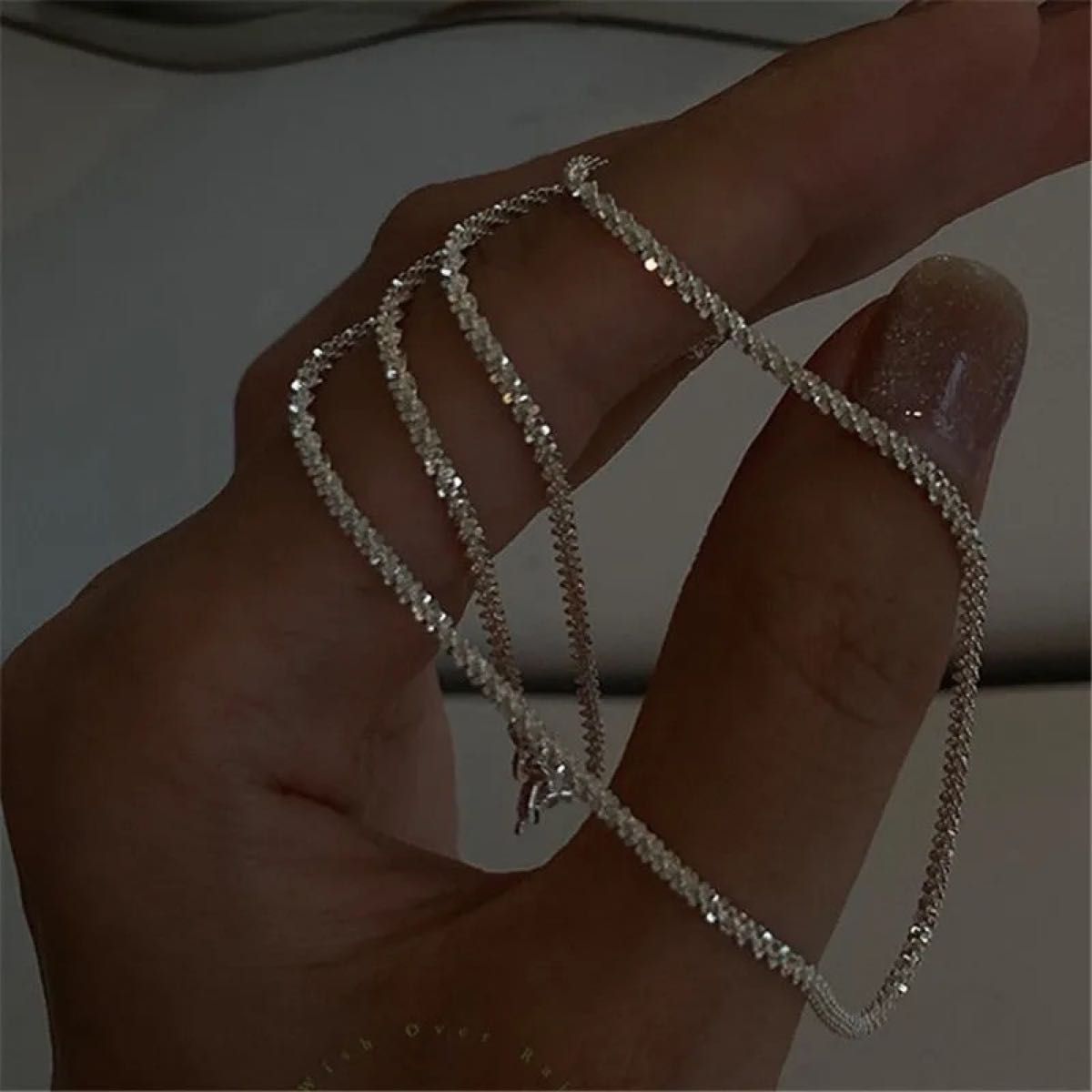 ステンレスネックレス　stainless necklace シンプル　キラキラネックレス　シルバー