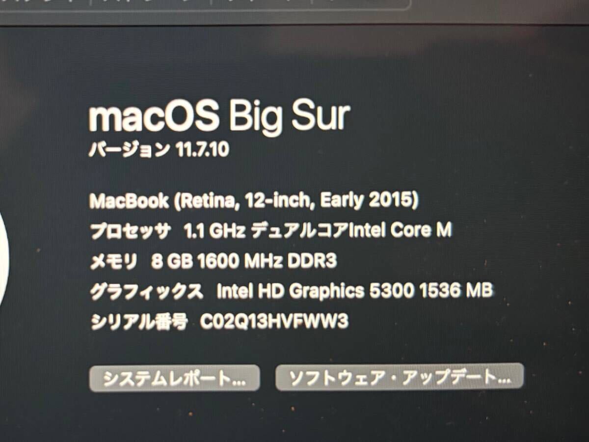Apple MacBook 12インチ 2015/CoreM 1.1G/256G/8G/シルバー/OS BigSur_画像5