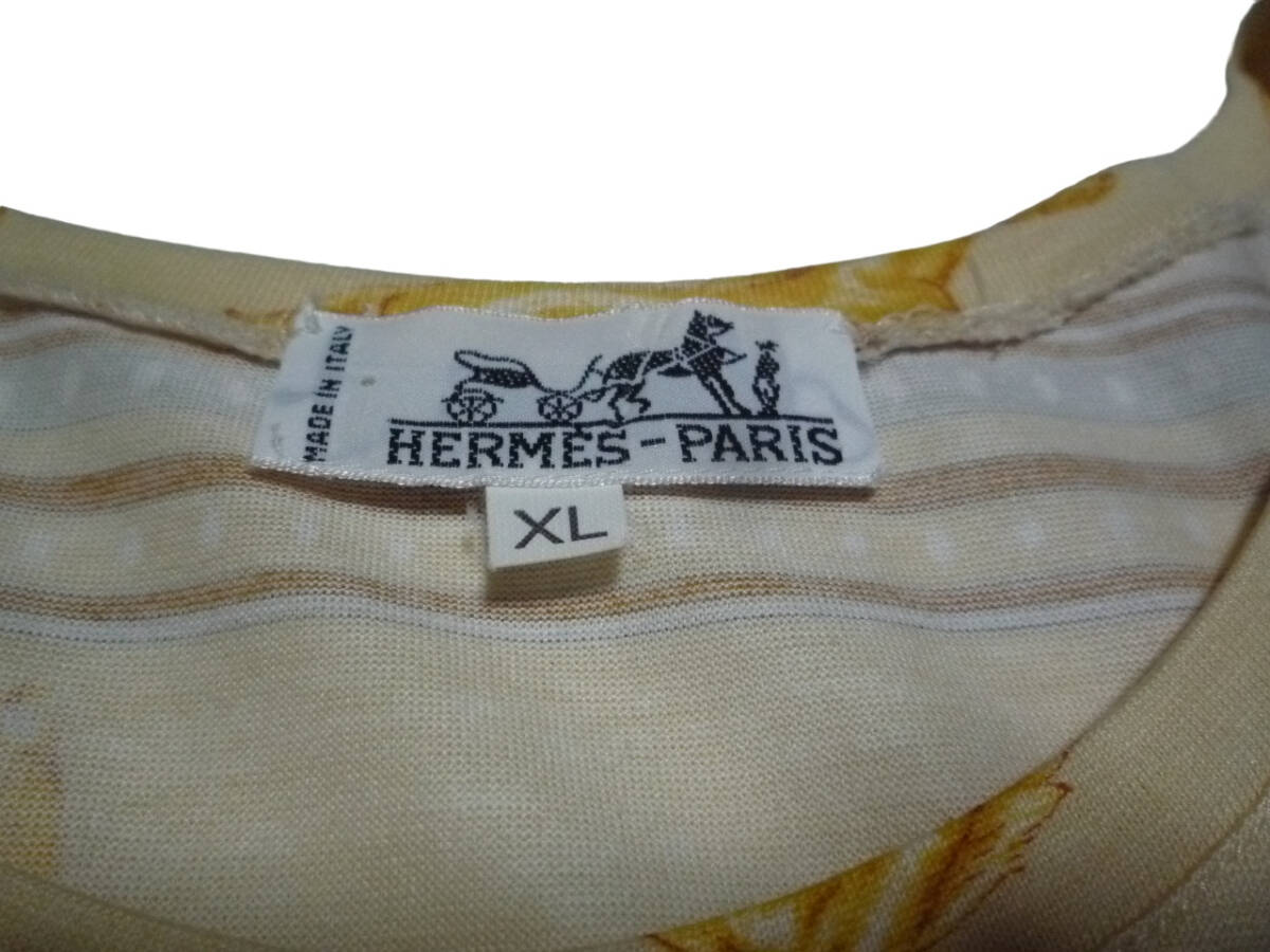 HERMES エルメス martin margiela マルジェラ期 コットン Tシャツ ボーダー 総柄 馬 半袖 レディース 表記サイズXLの画像3