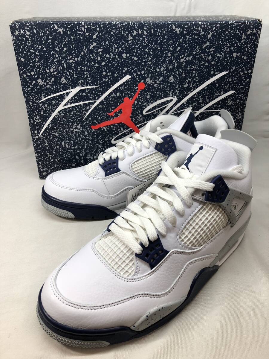 ■未使用 NIKE AIR JORDAN 4 RETRO Midnight Navy AJ4 ナイキ エアジョーダン4 ミッドナイトネイビー DH6927-140 27cm ●240511_画像1