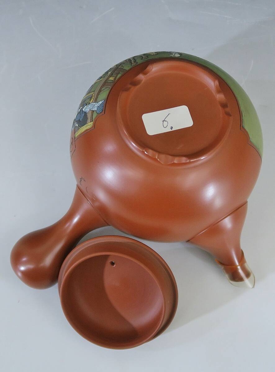 常滑焼 吉川雪堂作 壷堂刻 朱泥 茶注 東海道五十三次 6戸塚 共箱 常滑焼 吉川雪堂作 壷堂刻 朱泥 茶注 東海道五十三次 6戸塚 共箱