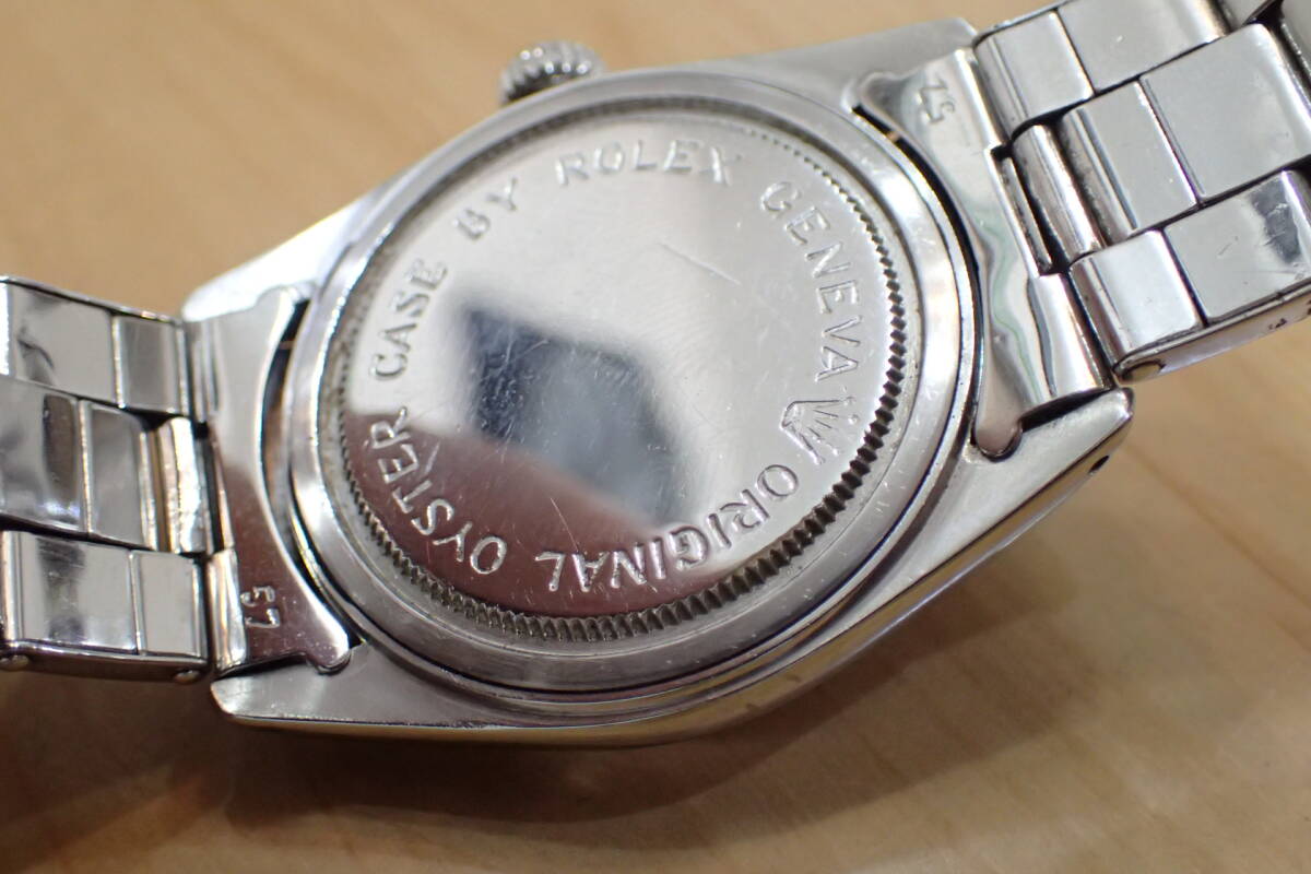 正規 希少◆チュードル/TUDOR オイスター デカバラ ◆ クサビ型インデックス Ref.7934 リベットブレス付き 手巻きアンティーク腕時計の画像6