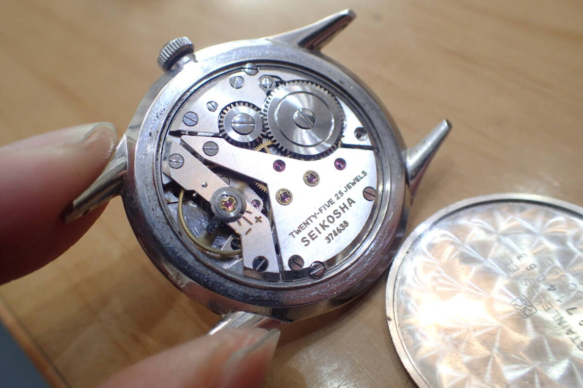 希少 SEIKO/セイコー ゴールドフェザー ◆25石/SD文字盤 金無垢インデックス 手巻き アンティーク メンズ腕時計の画像2
