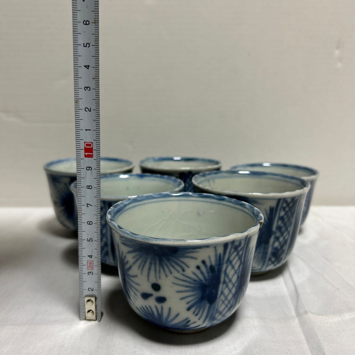 古伊万里？6個セット 染付 湯呑 湯飲み 茶器 煎茶碗 茶道具 煎茶道具 レトロ アンティーク_画像4