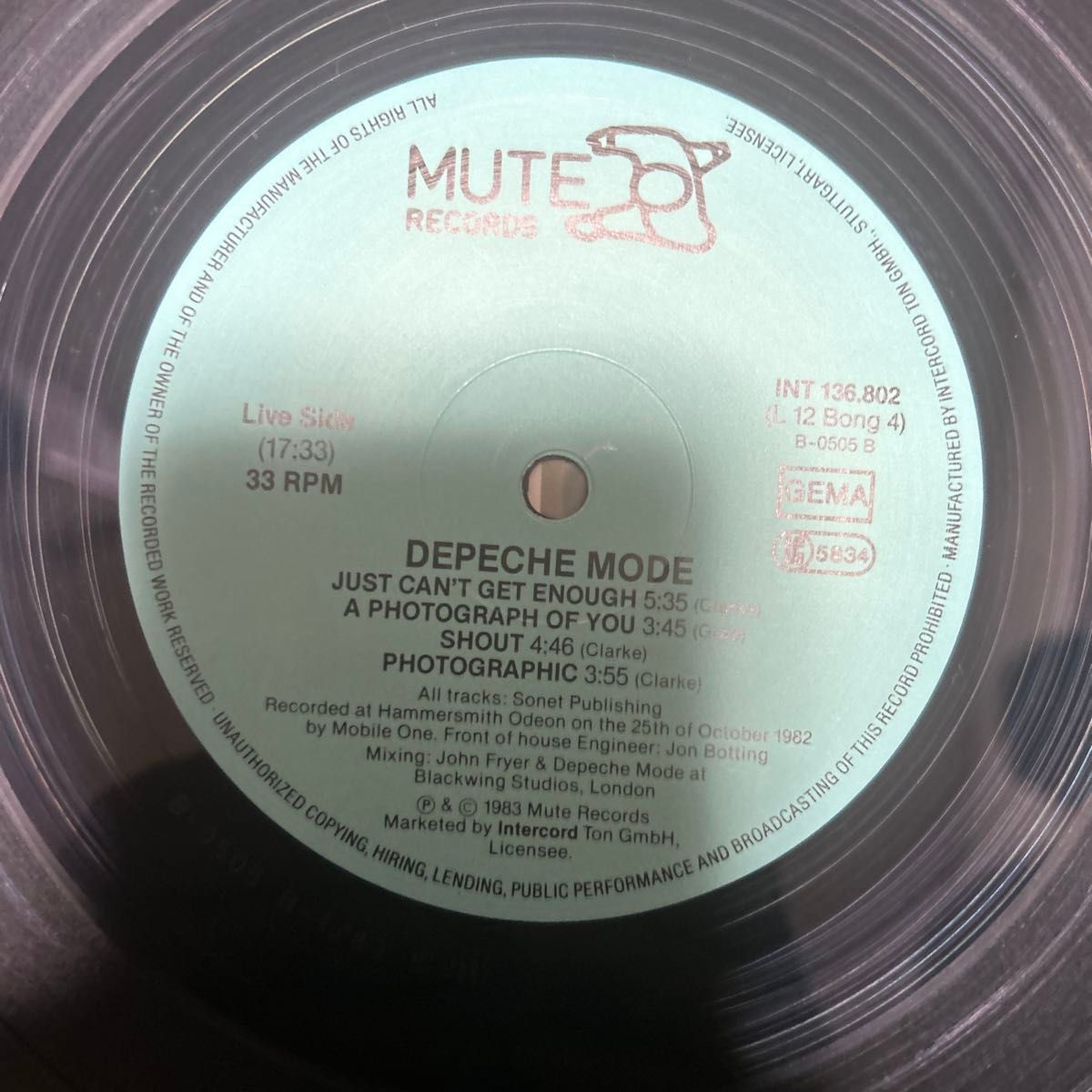 Depeche mode／LIVE 12inch