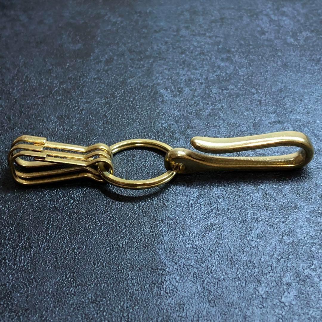 真鍮　キーフックB　キーホルダー　ダブルリング　板カン　アクセサリー　シンプル_画像3