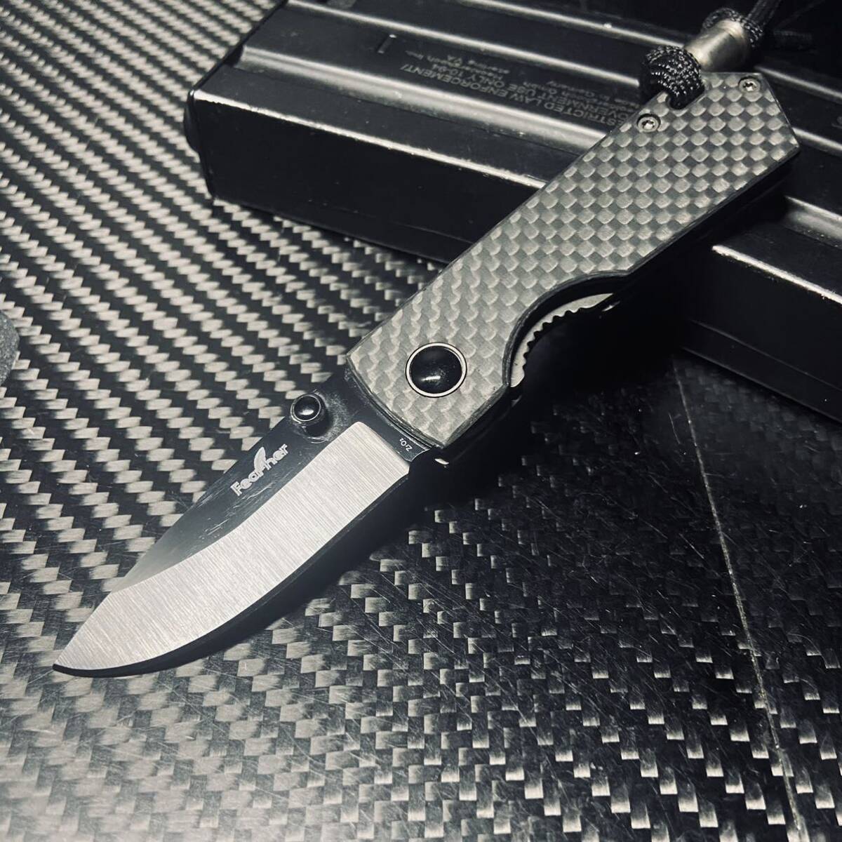 feather 非金属 カーボン製ハンドル セラミック刃 折りたたみナイフ 超軽量39g 長さ13.5cmアウトドアEDC サバイバルの画像1
