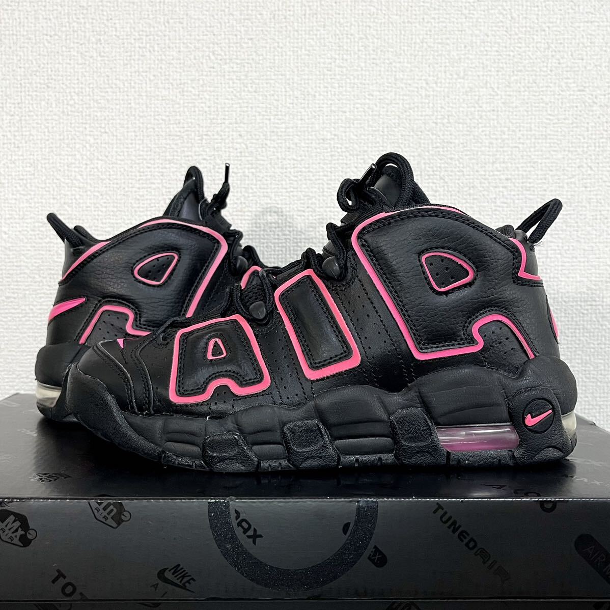 海外限定 美品 NIKE AIR MORE UPTEMPO モアテン 23.5cm ナイキエアモアアップテンポ ブラックピンク 415082-003 ダンク ジョーダン airmax_画像5