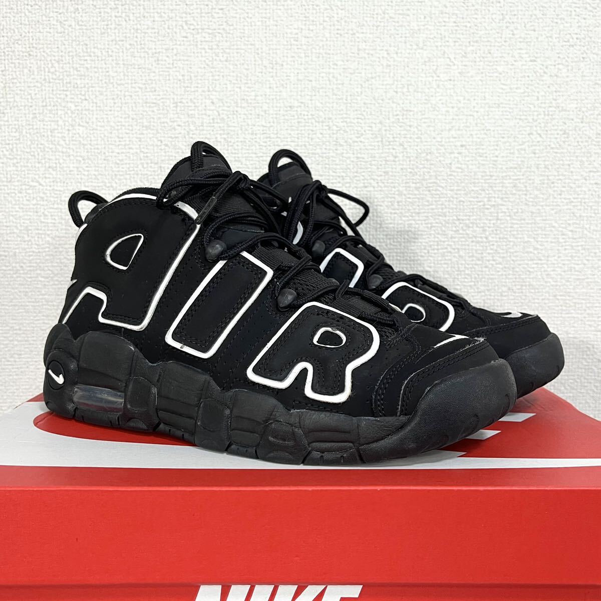 海外限定 レア 美品 NIKE GS AIR MORE UPTEMPO 25cm ナイキエアモアアップテンポ モアテン 白黒 箱付 415082-002 airmax ジョーダン ダンク_画像6