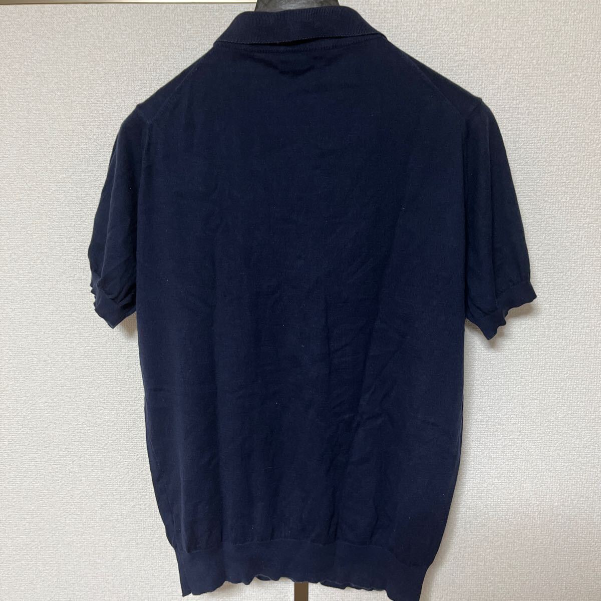 n.18 イノベーティブマーケットリンク 半袖ポロシャツ 日本製 ニットポロ M L 濃紺 シルク混_画像2