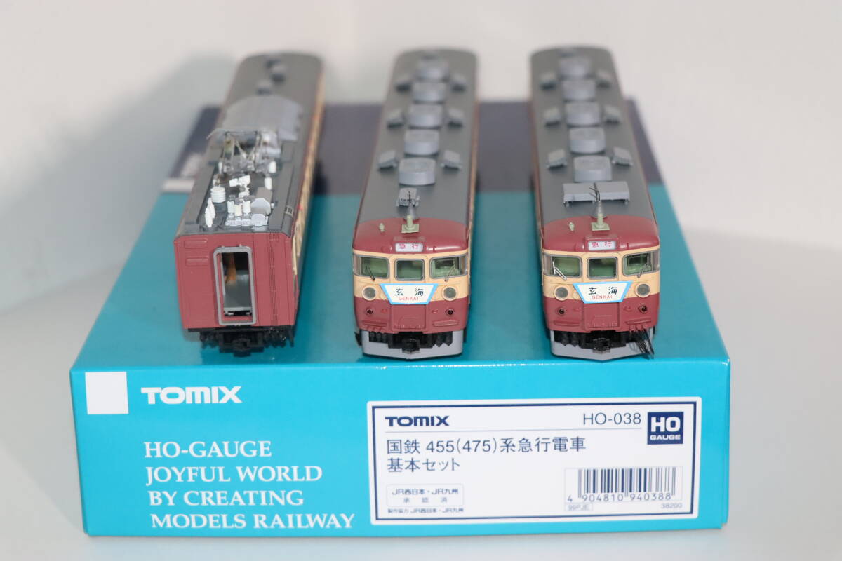 TOMIX HO-038 National Railways 455(475) серия . постоянный ток экспресс электропоезд основной комплект 3 обе все машина свет в салоне есть б/у товар 