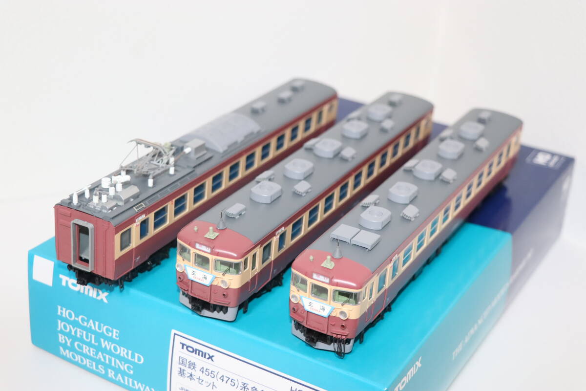 TOMIX HO-038 National Railways 455(475) серия . постоянный ток экспресс электропоезд основной комплект 3 обе все машина свет в салоне есть б/у товар 