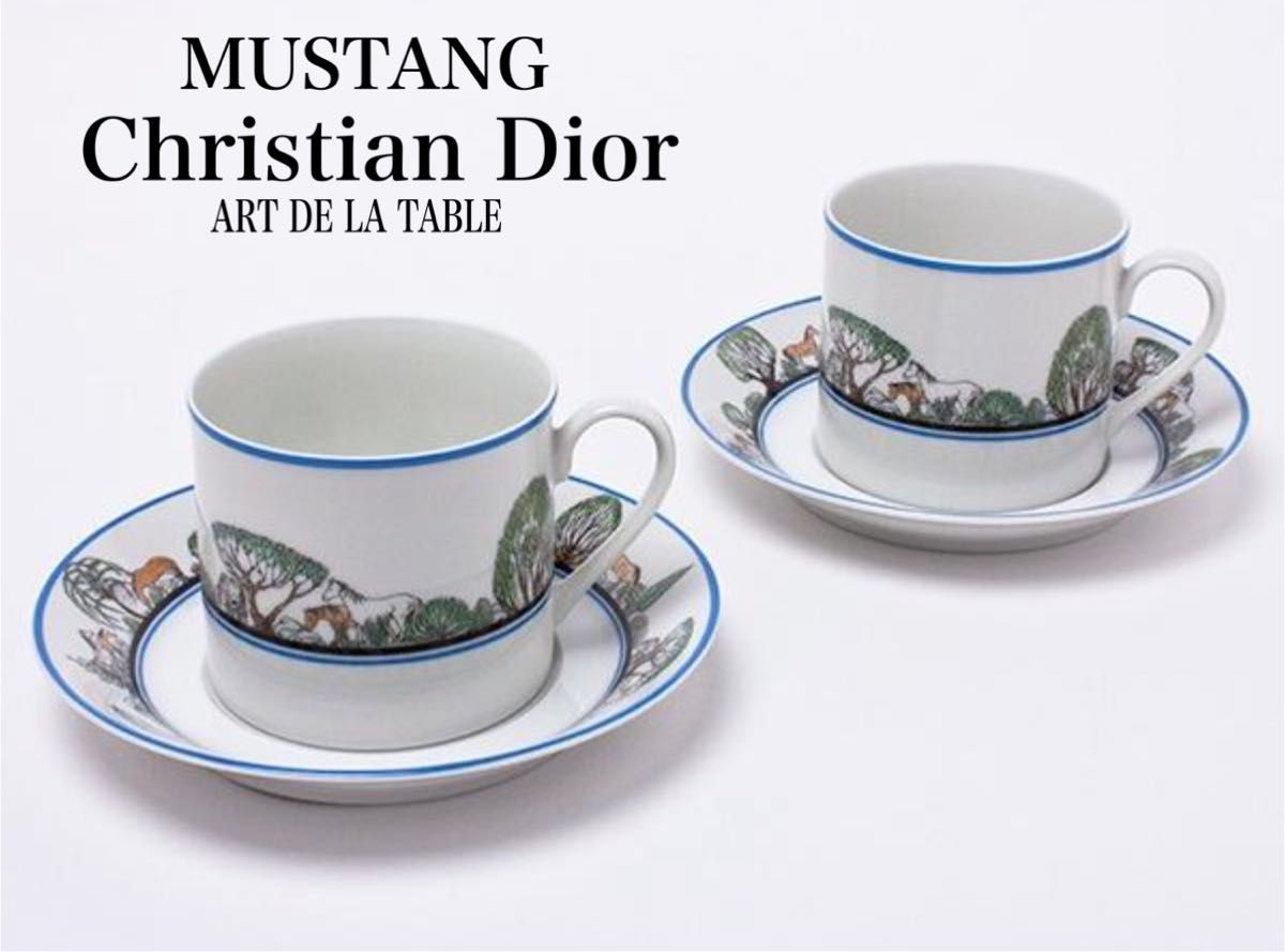 Christian Dior クリスチャンディオールのムスタング カップ＆ソーサー 2客セット