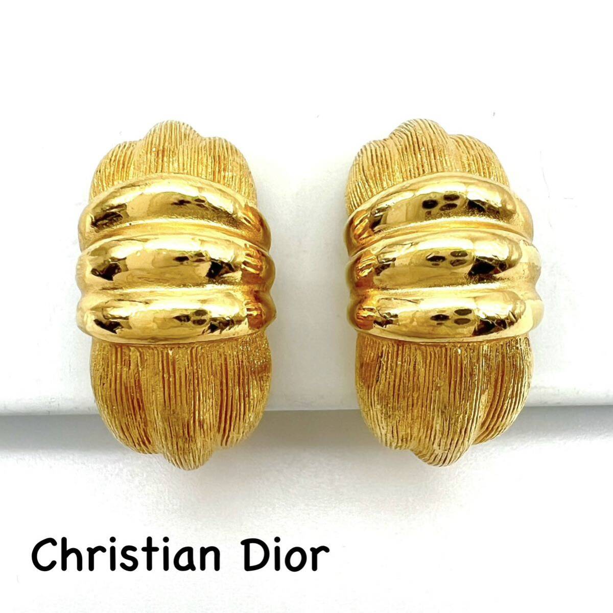 Christian Dior｜クリスチャンディオール イヤリング【アクティ】ハーフフープ ゴールドカラー ヴィンテージ アクセサリー ブランド a554etの画像1