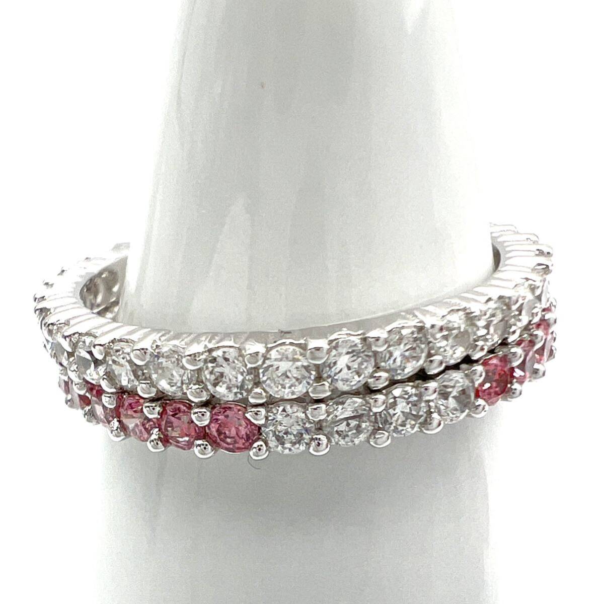 SWAROVSKIl Swarovski кольцо [ Acty ]2 полосный стразы прозрачный / розовый серебряный цвет 5 номер булавка кольцо для ключей бренд a573et