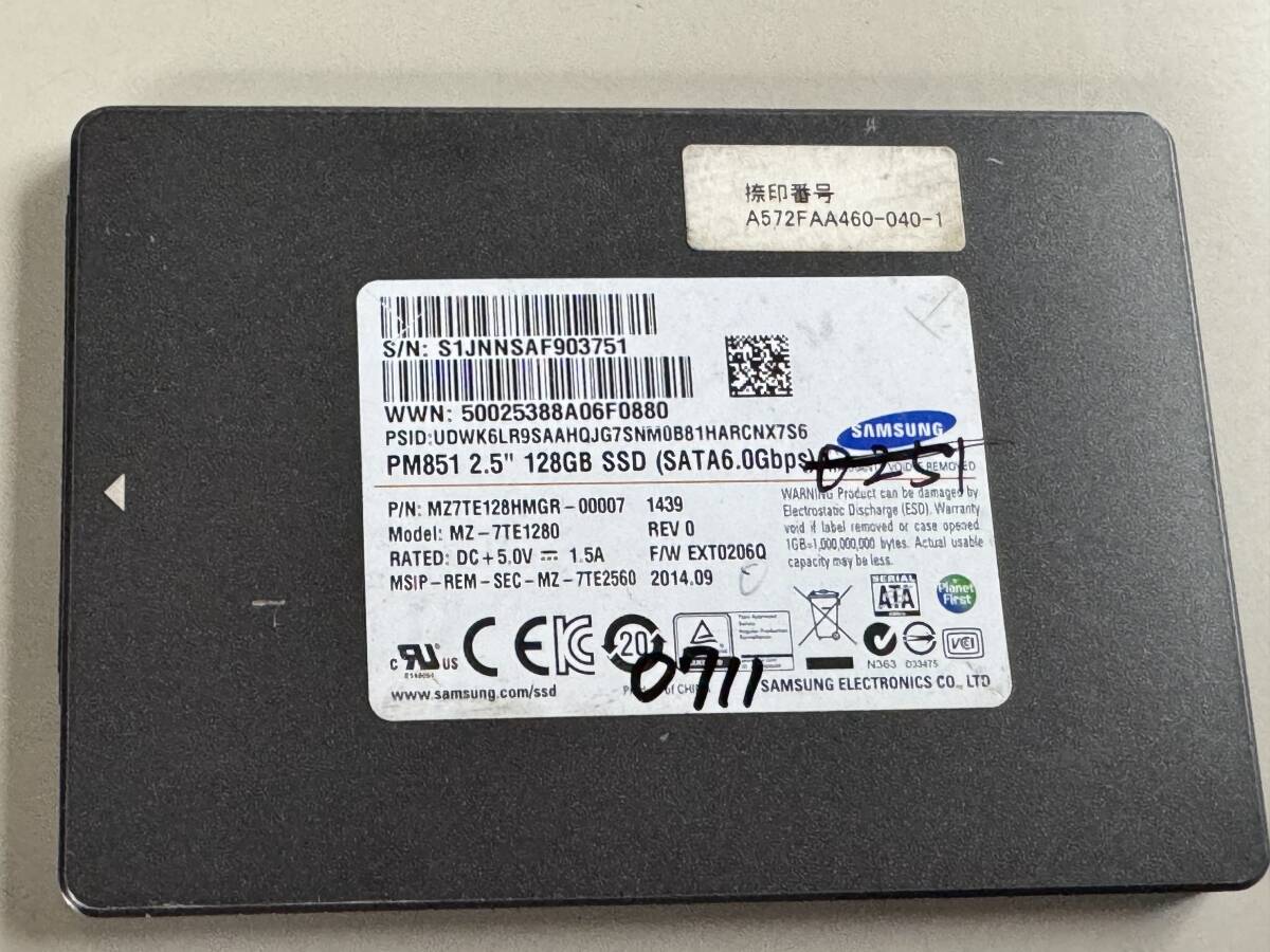 SAMSUNG SSD 128GB【動作確認済み】0711 の画像1