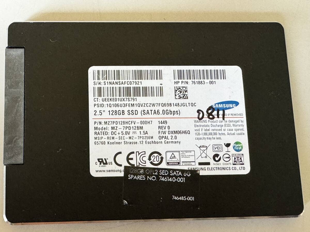 SAMSUNG SSD 128GB【動作確認済み】0811 の画像1