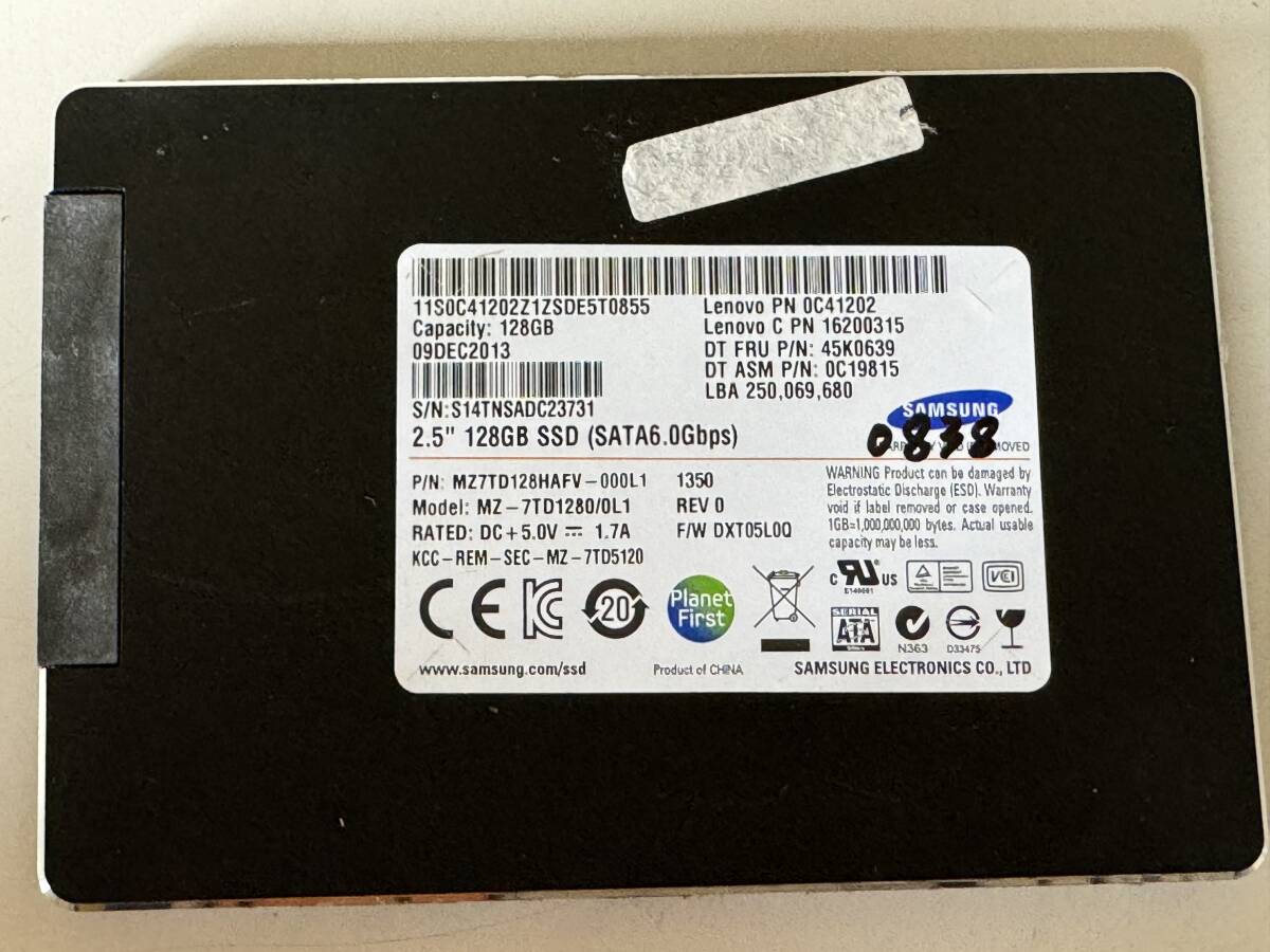 SAMSUNG SSD 128GB【動作確認済み】0838の画像1
