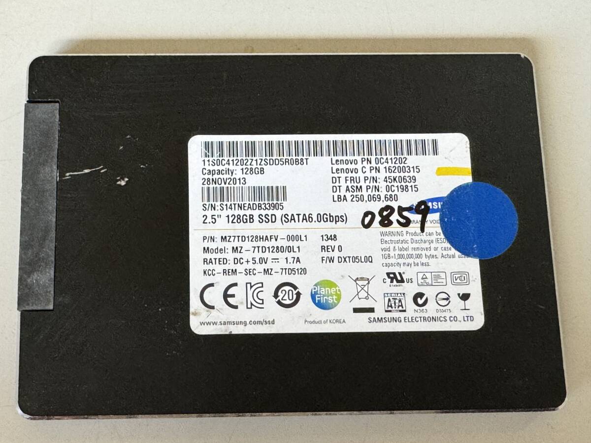 SAMSUNG SSD 128GB【動作確認済み】0859 の画像1