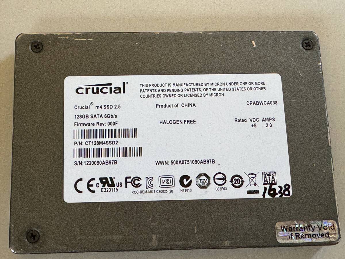 CRUCIAL SSD 128GB【動作確認済み】1638　_画像1
