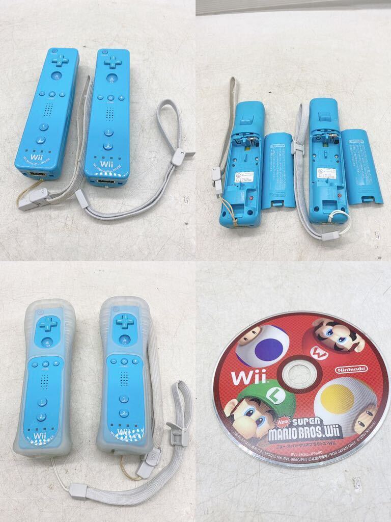  nintendo Wii body complete set set * remote control controller peripherals Nintendo Nintendo RVL-011 Super Mario Brothers light blue game machine 