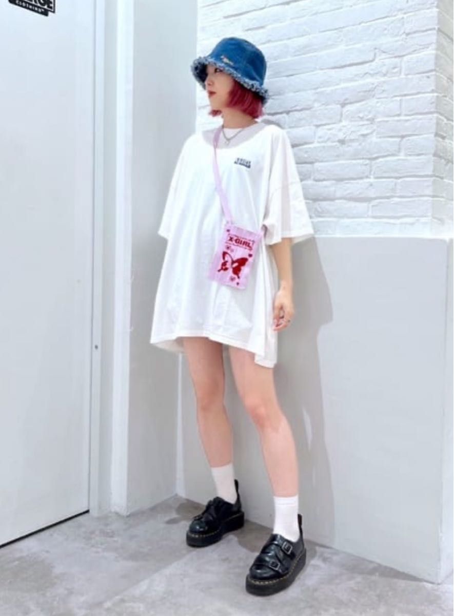 X-girl CIRCLE BACK GROUND FACE LOGO S/S BIG TEE DRESS エックスガール 新品　