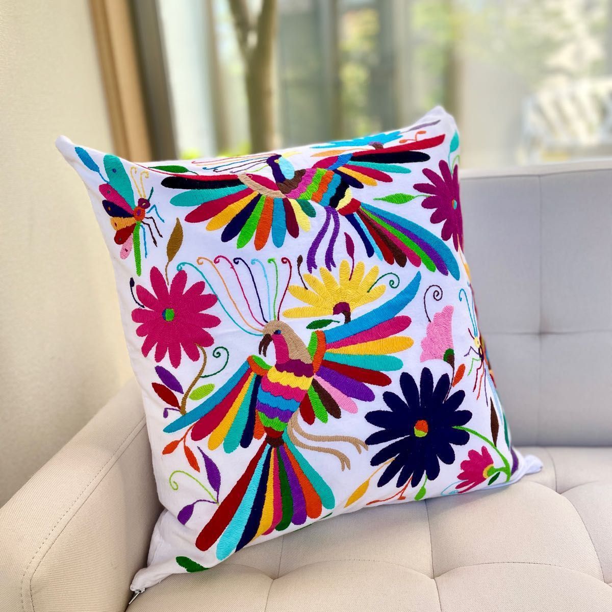 メキシコの手作りテナンゴ刺繍クッションカバー 50x50㎝|Yahoo メキシコの手作りテナンゴ刺繍クッションカバー 50x50㎝|Yahoo
