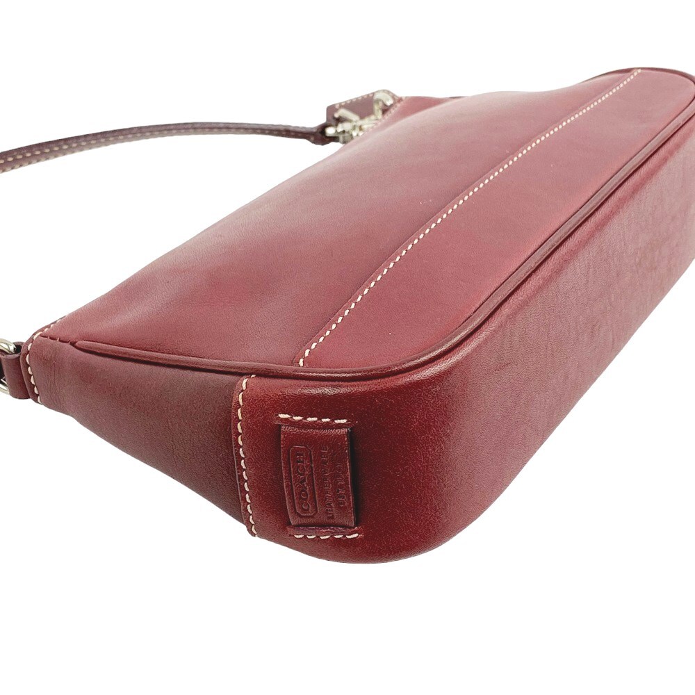 #1 jpy ~# used # Coach handbag accessory pouch leather bordeaux 7785 1 start [1477]