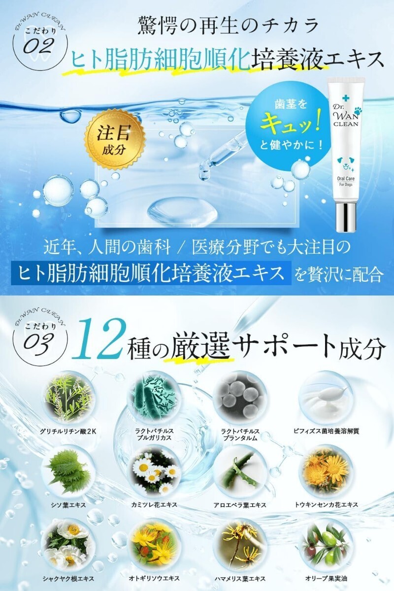 Dr.WANCLEAN 30g 国産 無添加 犬 歯磨き粉 歯磨きジェル 口臭 歯石 歯垢 取り 12種の厳選成分 犬用 口腔 歯ブラシ ジェル オーラルケア _画像6