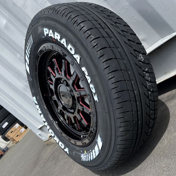 ハイエース 200系 16インチ 215/65R16 ヨコハマ パラダ PA03 タイヤホイール4本セット ホワイトレター ドレスアップ 純正車高対応_画像2