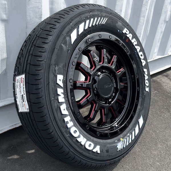 215/65R16 タイヤホイール 4本セット ハイエース 200系 16インチ ヨコハマ パラダ PA03 ホワイトレター ドレスアップ 純正車高対応_画像5