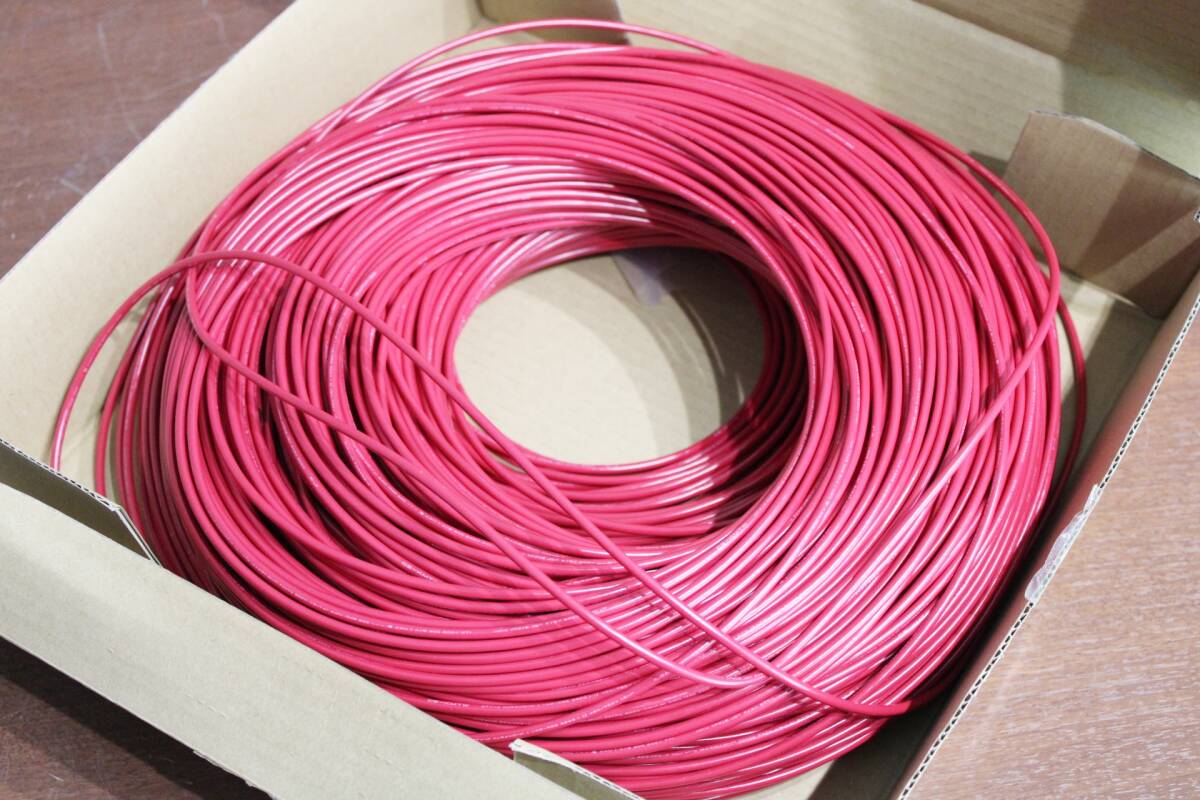 20513K11 未使用 倉茂電工 CE-KMTW1.5mm 16AWG 1.5sq 赤 300m 7kg 18年製 H_画像3