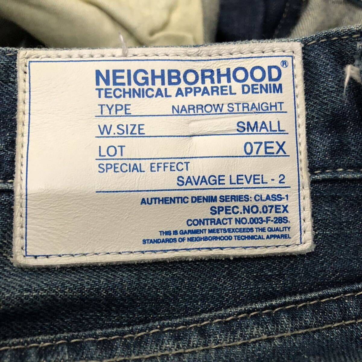 [1 иен старт ]NEIGHBORHOOD Neighborhood MEDIUM STRAIGHT надпись S полный размер M размер 07EX SAVAGE LEVEL-2 Savage Denim брюки обработка 