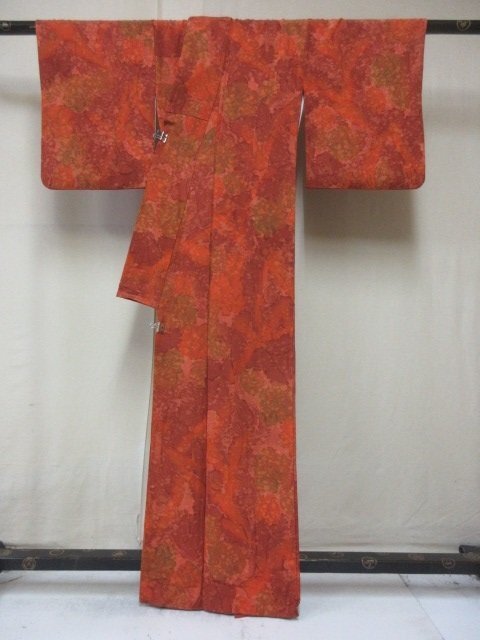 1円 良品 正絹 着物 小紋 縮緬 和装 和服 暈し グラデーション 花柄 草花 可愛い お洒落 高級 袷 身丈152cm 裄60cm【夢職】★★★の画像3