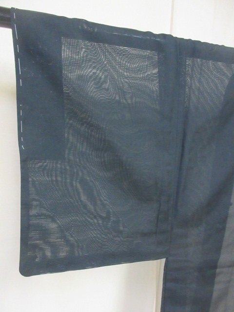 1 jpy superior article silk length feather woven . summer thing Japanese clothes Japanese clothes antique black . none plain for man single . length 87cm.66cm[ dream job ]***