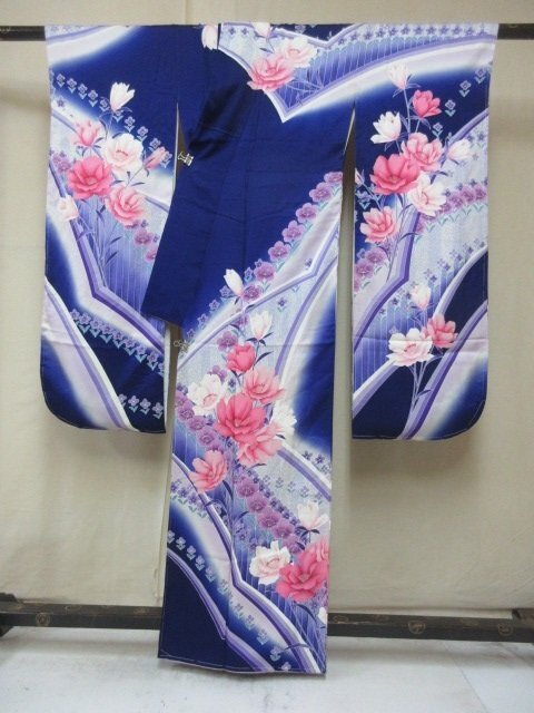 1 jpy superior article silk kimono long-sleeved kimono .. type . Japanese clothes elegant ..olientaru.. high class . length 146cm.63cm * excellent article *[ dream job ]****