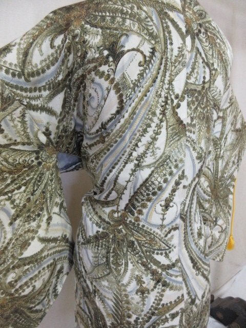 1 jpy superior article silk feather woven Japanese clothes coat .. antique olientaru.. flower Tang . stylish high class . length 76cm.64cm[ dream job ]***