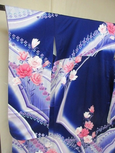 1 jpy superior article silk kimono long-sleeved kimono .. type . Japanese clothes elegant ..olientaru.. high class . length 146cm.63cm * excellent article *[ dream job ]****
